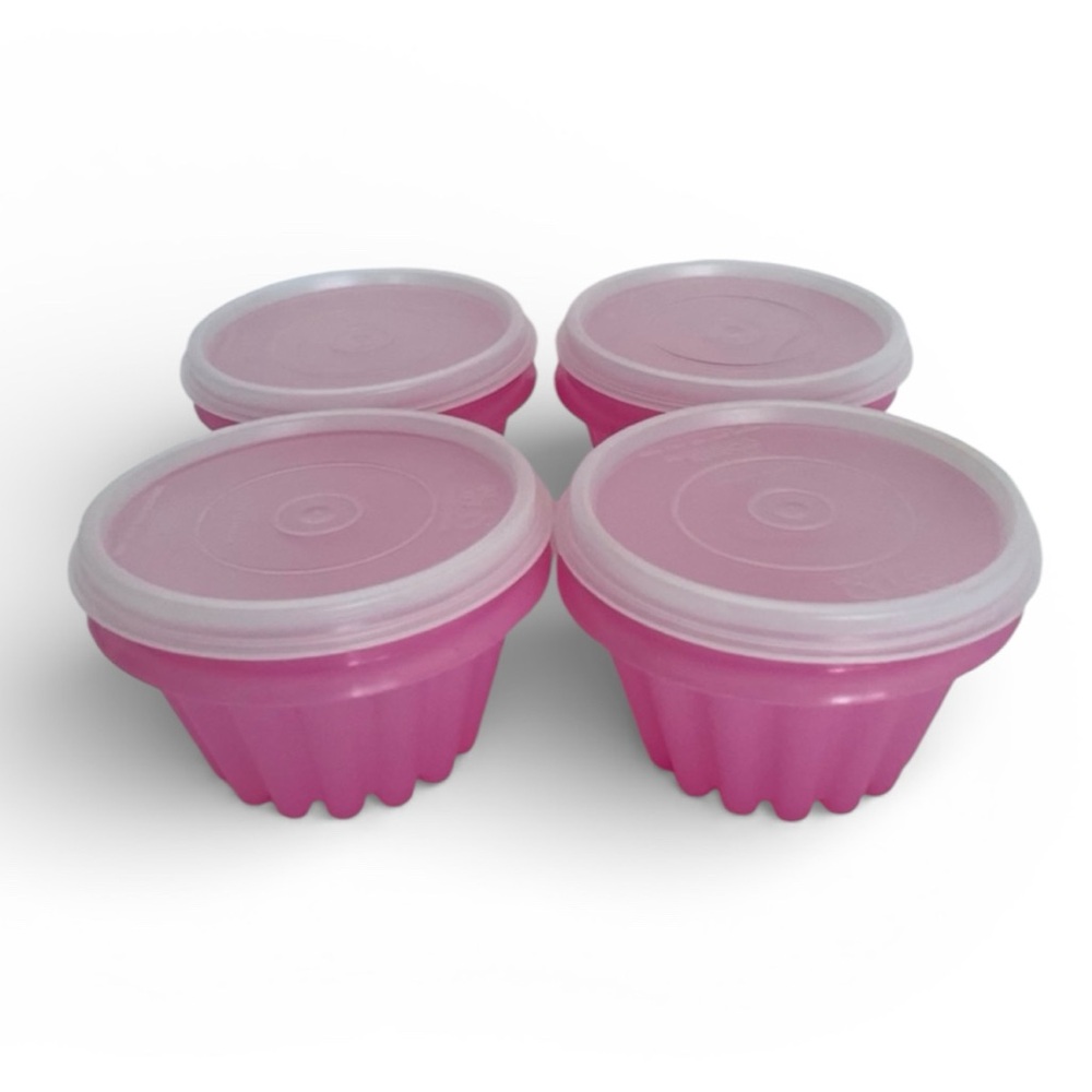 Vintage Perfect Storage Family Products Pink Mini Round Jello Mold set of 4